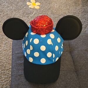 Blue and Black Halloween Costume Hat with Polka Dots and Ears
